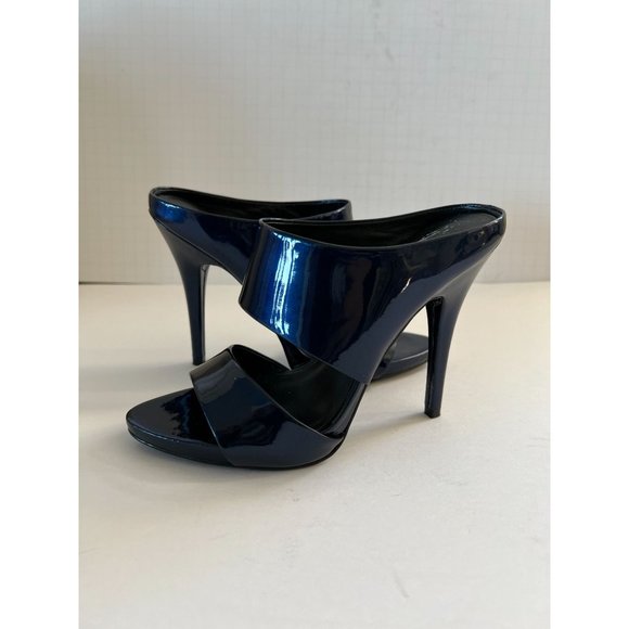STELLA LUNA Navy Blue Patent Leather Heels Sz 35.5/5.5 - Picture 1 of 5